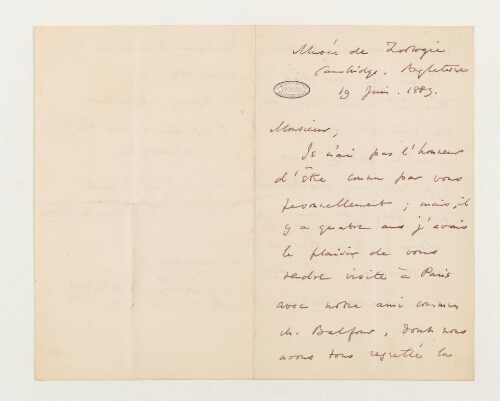 Correspondance de John Willis Clark et Henri de Lacaze-Duthiers