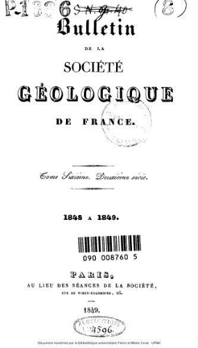 Bulletin de la Société géologique de France, 2ème série, tome 06