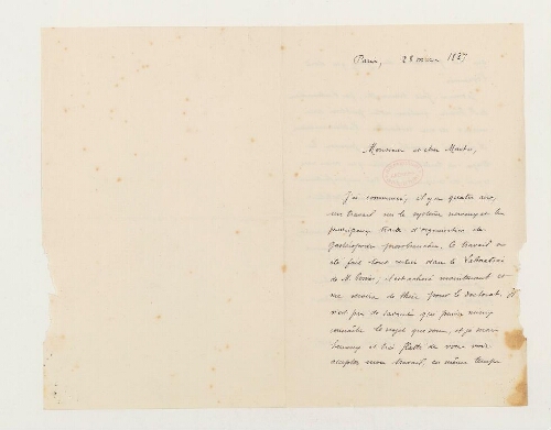 Correspondance de Louis-Eugène Bouvier et Henri de Lacaze-Duthiers