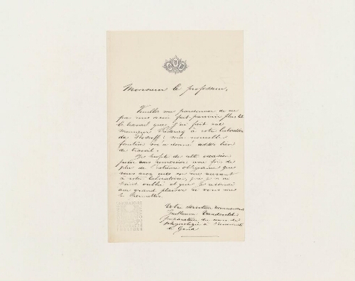 Correspondance de Guillaume Vandevelde et Henri de Lacaze-Duthiers