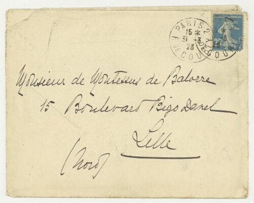 Correspondance de Ferdinand Foch à Robert de Montessus de Ballore