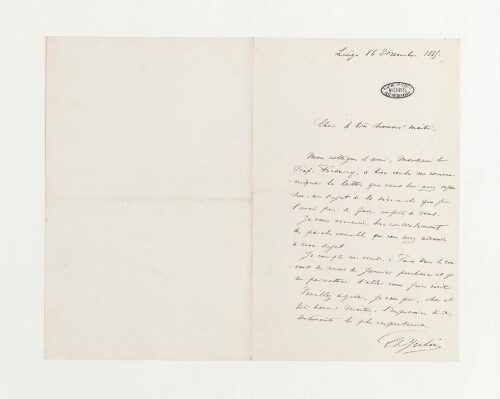 Correspondance de Charles Julin et Henri de Lacaze-Duthiers