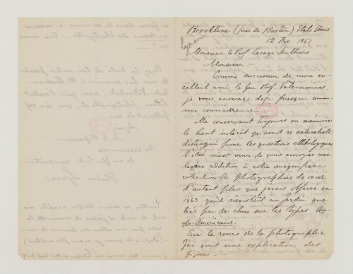Correspondance de Theodore Lyman et Henri de Lacaze-Duthiers