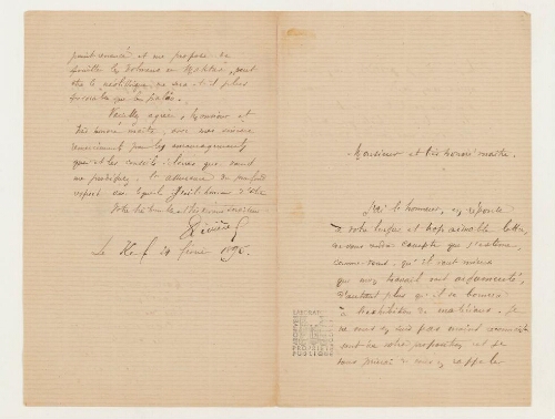 Correspondance de M. Rivière et Henri de Lacaze-Duthiers