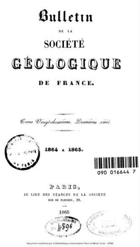 Bulletin de la Société géologique de France, 2ème série, tome 22