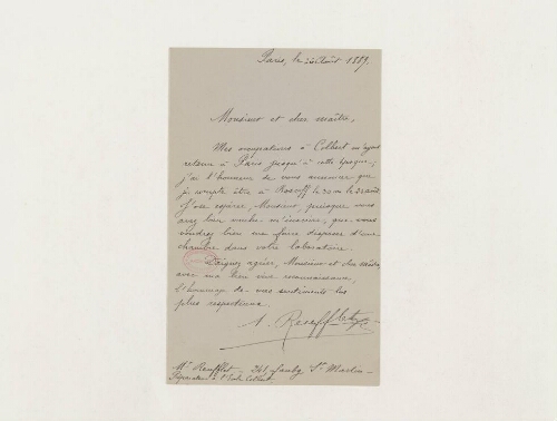 Correspondance d'A. Reuffet et Henri de Lacaze-Duthiers