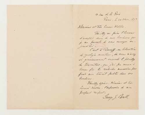 Correspondance de George J. Bull et Henri de Lacaze-Duthiers
