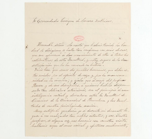 Correspondance de José Luanco et Henri de Lacaze-Duthiers