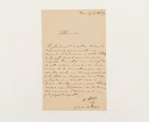 Correspondance de F. Heim et Henri de Lacaze-Duthiers