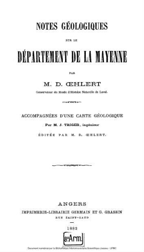 Notes géologiques sur le département de la Mayenne