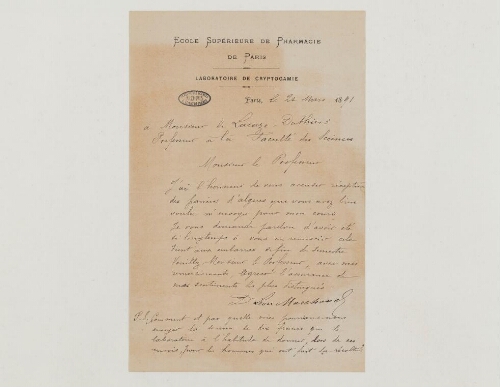 Correspondance de Léon Marchand et Henri de Lacaze-Duthiers