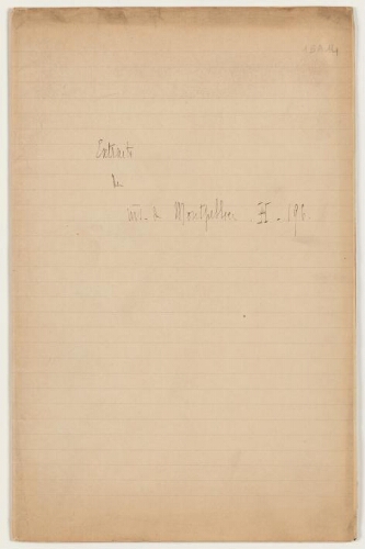 Extraits du manuscrit de Montpellier H 196.- Cours à l'Institut catholique de Paris