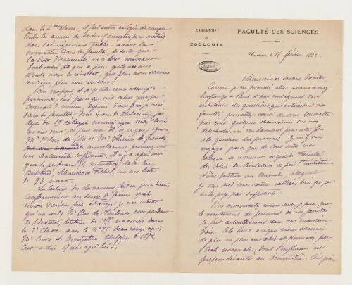 Correspondance de Gaston Moquin-Tandon et Henri de Lacaze-Duthiers