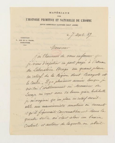 Correspondance d'Émile Cartailhac et Henri de Lacaze-Duthiers