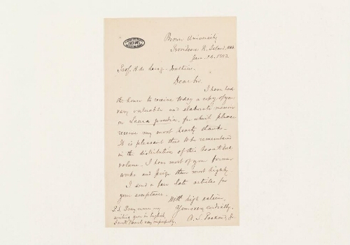 Correspondance d'Alphée Sping Jr. Packard et Henri de Lacaze-Duthiers