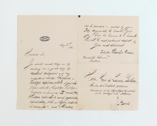 Correspondance de Charles Kraus et Henri de Lacaze-Duthiers
