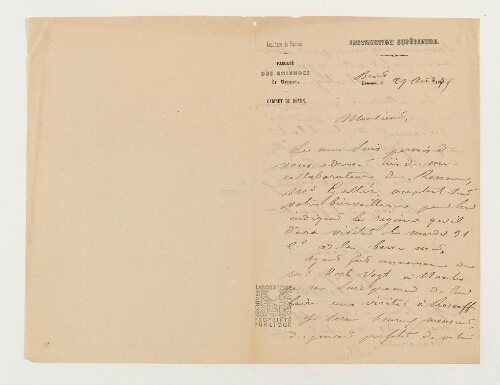 Correspondance d'Émile Clairin et Henri de Lacaze-Duthiers