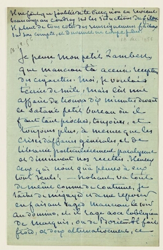 Lettre du 18 décembre 1856 de George Sand à Eugène Lambert