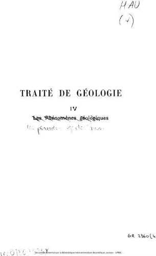 Traité de géologie. II, Les périodes géologiques. [Fascicule 3]