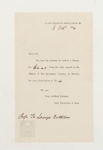 Correspondance de John Churchill et Henri de Lacaze-Duthiers