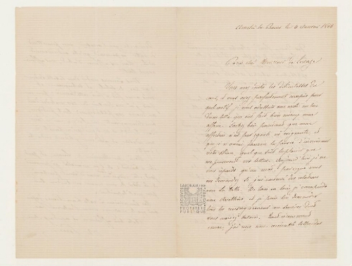 Correspondance de Ch. Perus et Henri de Lacaze-Duthiers