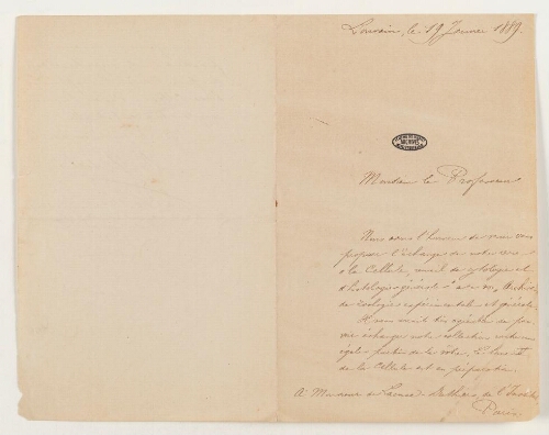 Correspondance de Louis Gedoolst et Henri de Lacaze-Duthiers