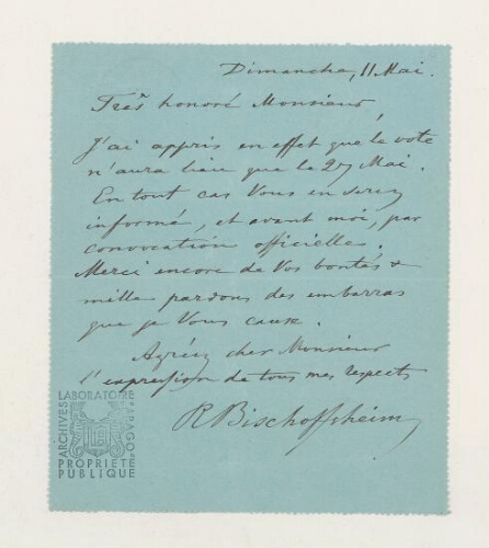Correspondance de Raphael Bischoffsheim et Henri de Lacaze-Duthiers