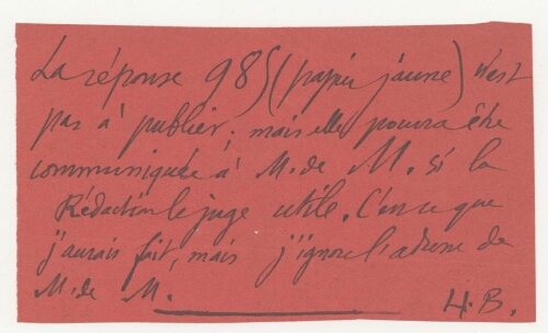 Correspondance d'Henri Brocard à Robert de Montessus de Ballore