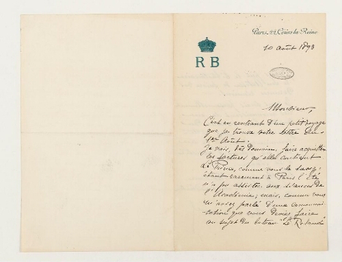 Correspondance de Roland Bonaparte et Henri de Lacaze-Duthiers