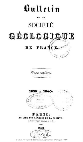 Bulletin de la Société géologique de France, Tome 11
