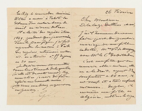 Correspondance de Georges Cloué et Henri de Lacaze-Duthiers