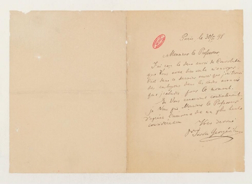 Correspondance de Jivoïn Georgevitch et Henri de Lacaze-Duthiers