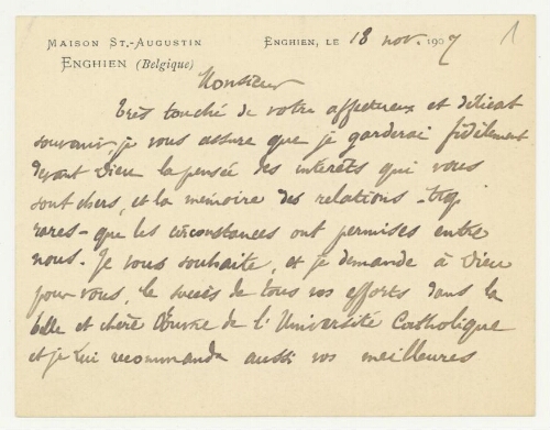 Correspondance de J. Dargent à Robert de Montessus de Ballore