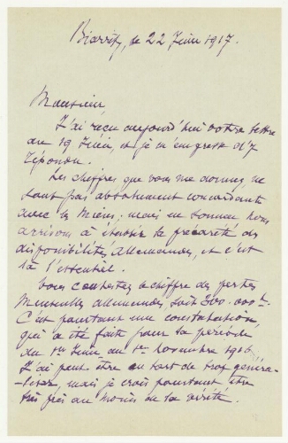 Correspondance du Général de Lacroix à Robert de Montessus de Ballore