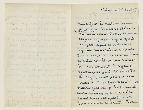Lettre du 26 juillet 1864 de George Sand à Eugène Lambert