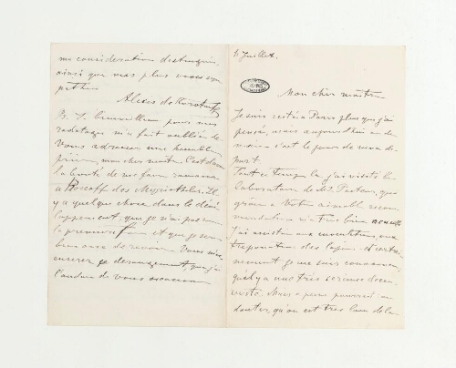 Correspondance d'Alexis de Korotneff et Henri de Lacaze-Duthiers