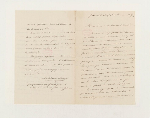 Correspondance d'Arthur Issel et Henri de Lacaze-Duthiers