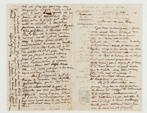 Correspondance d'Alfred Lejourdan et Henri de Lacaze-Duthiers