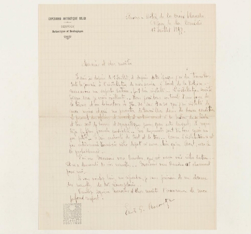 Correspondance d'Émile Racovitza et Henri de Lacaze-Duthiers
