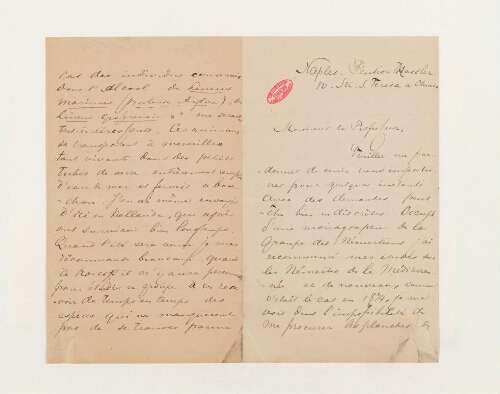 Correspondance d'Ambriosius Willem Hubrecht et Henri de Lacaze-Duthiers