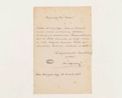 Correspondance d'August Mojsisovics Edler von Mojsvar et Henri de Lacaze-Duthiers