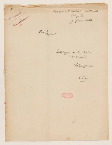 5ème leçon, 2ème année d'enseignement au Muséum,  19 février 1866 - Historique de la chaire, Achille Valenciennes.