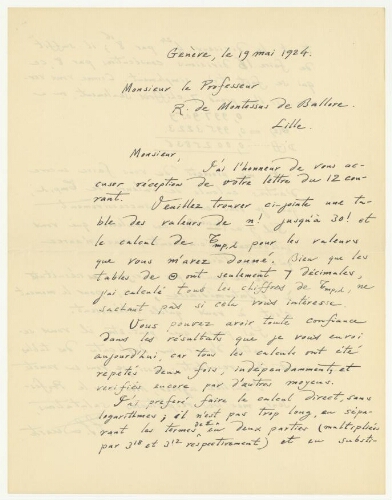 Correspondance de Francisco José Duarte à Robert de Montessus de Ballore