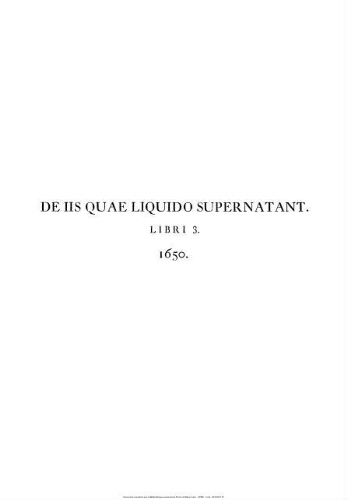 De iis quae liquido supernatant. Libri 3