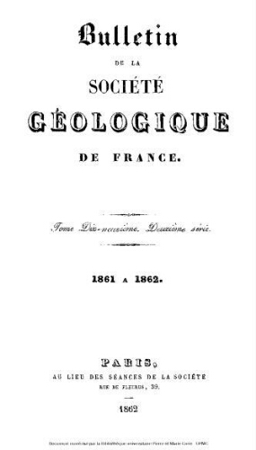 Bulletin de la Société géologique de France, 2ème série, tome 19