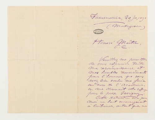 Correspondance de Paul Camboué et Henri de Lacaze-Duthiers