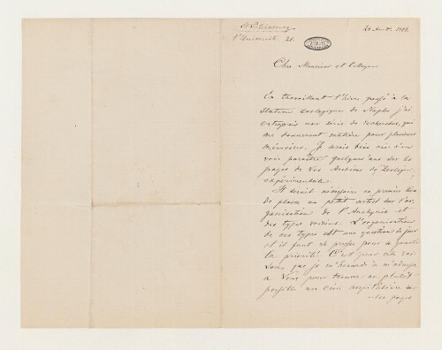 Correspondance de Nicolas Wagner et Henri de Lacaze-Duthiers