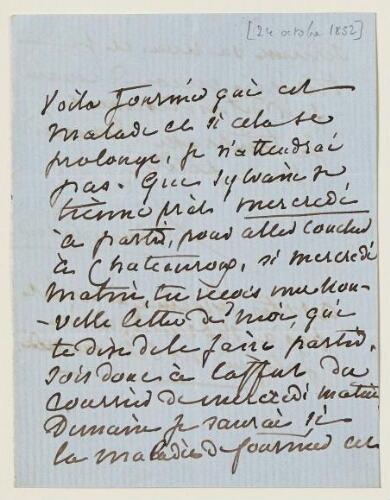 Lettre du 24 octobre 1852 de George Sand à Eugène Lambert