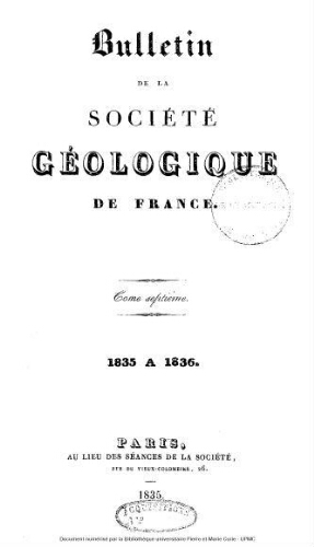 Bulletin de la Société géologique de France, Tome 07