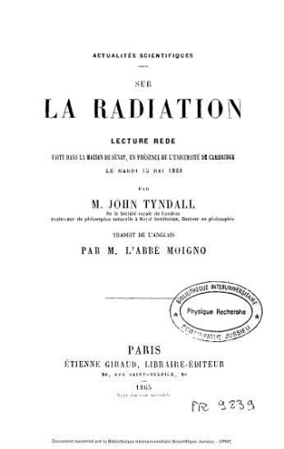 Sur la radiation : lecture Rede